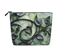 BLWSLC Womens vine curl printed faux linen cosmetic bag large capacity toiletry bag daily essential