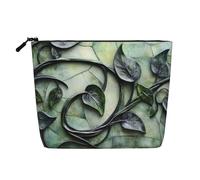 BLWSLC Womens vine curl printed faux linen cosmetic bag large capacity toiletry bag daily essential