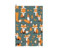 BLWSLC Yellow Fox Printed Golf Towel 16 x 24 Portable Golf Towel with Carabiner Machine Washable Quickly removes Sand Dirt Grime and Sweat Stains