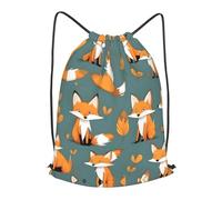 BLWSLC Yellow fox Printed Travel Drawstring Backpack Gym Drawstring Bag Portable Suitable For Short Trips, Black, M