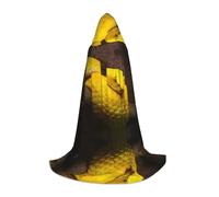 BLWSLC Yellow Snake Printed Hooded Cape Cosplay Hooded Cape Perfect For Cosplay A Holiday Essential M