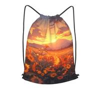 BLWSLC Yellow sunflowers at sunset Printed Sports Drawstring Backpack Fitness Travel Backpack Suitable For Gym And Travel, Black, S