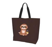 BLWSLC Yoga Sloth Coffee Printed Large Capacity Travel Handbag Women's Everyday Outing Shoulder Tote Bag Suitable for Travel and Gym