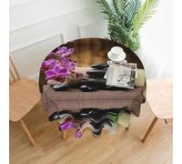 BLWSLC Zen Stone Patterned Round Tablecloth - 60 Inch - Perfect for family gatherings, restaurants, holidays and celebrations