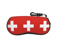 BLWSLC Zip-lock glasses pouch Swiss Flag printed softshell glasses pouch suitable for gym use and travel