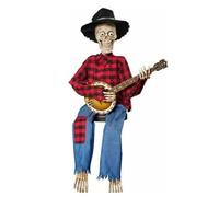 BLXAOPBLM Halloween Animated Banjo Skeletons Funny Animated Dueling Banjo Skeletons, Spooky Banjo Skeleton for Festive Home Decoration (red)