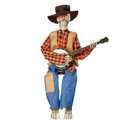 BLXAOPBLM Halloween Animated Banjo Skeletons Funny Animated Dueling Banjo Skeletons, Spooky Banjo Skeleton for Festive Home Decoration (Yellow)