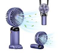 BLYANX Portable Handheld Fan, Mini Personal Hanging Neck Fan 3000mAh USB Rechargeable, 90°Adjustable Small Desk Fan 5 Speed for Women Men Home Office Travel