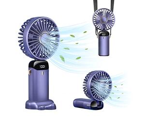 BLYANX Portable Handheld Fan, Mini Personal Hanging Neck Fan 3000mAh USB Rechargeable, 90°Adjustable Small Desk Fan 5 Speed for Women Men Home Office Travel