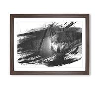 Blye Eyed Wolf in the Forest Vol.1 V1 Modern Framed Print | A2 Walnut Framed Wall Art | Ready to Hang | Modern Animal Picture | Living Room Bedroom Lounge Office