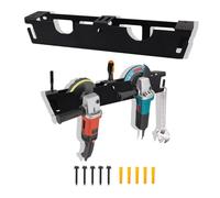 BlyeMichdi 2 Bay Angle Grinder Holder with Discs Hook Rack,Grinders Power Tools Holder Storage Rack,Wall Mounted Hook Clip Tool Store,Organizer Bracket for Cutters Polishers