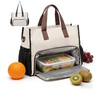 BlyeMichdi 2 in 1 Lunch Tote Bag for Women, Large Laptop Tote Bag with Insulated Leakproof Lunch Compartment, 15.6 Inch Tote Work Computer Handbag for Business, Nurse, Teacher, Office Workers