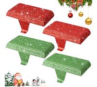 BlyeMichdi 4Pcs Christmas Stocking Holder Bases,Christmas Stocking Holder for Fireplace,Non-Slip Gift Mantel Stocking Hangers Hanging Hooks for Window Home Xmas Ornaments Party Decor