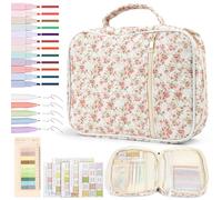 BlyeMichdi Bible Cover Case,Bible Carrying Bag Set with Handle,Flower Bible Bag Study Kit and Study Supplies with Zipper Tabs and Marker Pen,Gift for Women, Girls, Teens, and Christian (Red)