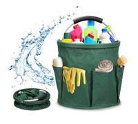 BlyeMichdi Cleaning Caddy,17L Cleaning caddy bag with Handle,Foldable Storage Basket,Portable Multi Pocket Cleaning Products Organiser for Home, Kitchen, Bathroom, Office(Green)
