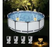 BlyeMichdi Solar Frame Pool Light Above Ground Pools,4PCS Warm Solar Pool Lights with Belts,Waterproof Swimming Pool Accessories Night Lights for Garden Fence Outdoor Lighting Decor