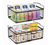 Blylund 2 Pack Adjustable Wire Freezer Storage Baskets - Matte Black