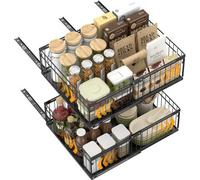 Blylund 2 Pack Black Adjustable Width (30-51Cm) Pull-Out Cabinet Organisers For Kitchen & Bathroom, No-Drill