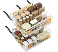 Blylund 2 Pack White Black Expandable Pull out Cabinet Organiser, 30cm-51cm Blylund White