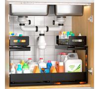 Blylund Black 2-Tier Under Sink Organiser with Slide-Out Drawers Blylund Black