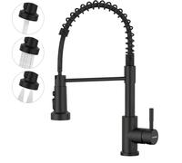 BLYLUND Black Kitchen Tap with Pull Down Sprayer, High Arc Commercial Spring 3 Modes Kitchen Sink Tap, SUS304 Stainless Steel Faucet for Farmhouse Camper Laundry Rv Bar