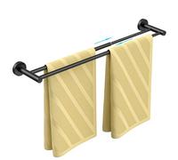 BLYLUND Double Towel Rail Wall Mounted, 40-60 CM Bathroom Towel Rails Stainless Steel Adjustable Towel Holder Hand Towel Rail for Bathroom Shower Storage, Kitchen, Matte Black
