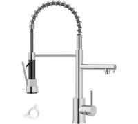 Blylund Kitchen Sink Mixer Tap with Two Spouts, Pull Out Sprayer in Silver Blylund Silver