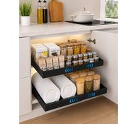 Blylund Kitchen Slide Drawer Organiser, Adhesive, No Drill, 2Packs in Black Blylund Black