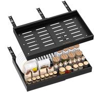 BLYLUND Pull Out Cabinet Organiser Kitchen Storage Extendable Slide Out Pantry Drawer Shelves Adjustable Width with Adhesive Film for Cupboard Bathroom No Need Drill Sliding Organizer Black 1 Pack