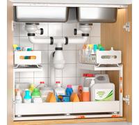 Blylund Under Sink Storage Kitchen Organiser 2 Tier Pull Out Cupboard White