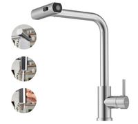 Blylund Waterfall Kitchen Faucet Brushed Nickel, 3 Function Kitchen Sink Tap