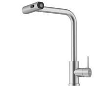 BLYLUND Waterfall Kitchen Faucet Brushed Nickel, 3 Function Kitchen Sink Tap with Pull Out Mixer Tap Spray 360° Swivel Single Handle Stainless Steel Kitchen Faucet 1 Hole