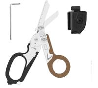 Blyxon 6 In1 Multifunction Emergency Response Shears, Tactical Folding Trauma Shears, Outdoor Camping Rescue Scissors Tools with Utility Holster (Black Brown)