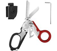 Blyxon 6 In1 Multifunction Emergency Response Shears, Tactical Folding Trauma Shears, Outdoor Camping Rescue Scissors Tools with Utility Holster (Black Red)