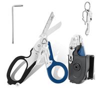 Blyxon 6 In1 Multifunction Emergency Response Shears, Tactical Folding Trauma Shears, Outdoor Camping Rescue Scissors Tools with Utility Holster (Black/Blue)