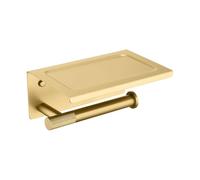 Blyxon Toilet Paper Holder Wall Mount, Tissue Roll Holder for Bathroom with Cell Phone Rack - Stainless Steels Brass Brushed Gold Screw Wall Mount Toilet Paper Storage Holder Bathroom Accessories