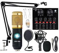 BM-800 Recording Studio Bundle with Voice Changer and Live Sound Card for Laptop Vlog, Live Stream YouTube TikTok (AM100-V8)