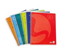 BM BeMore - 0105338-60 Sheets Spiral Pad with Holes A5 Size - Ruling 4 mm with 4 mm Squares - 90 g/m² Paper - 8 Assorted Colours - Pack of 5