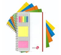 BM BeMore Spiral Block PPL with Ruler 0121212, Spiral Block with Holes A4 Format, Block with Ruler and Repositionable Stickers, Ruler 1R Ruler, Seine Margins, 80gsm Paper
