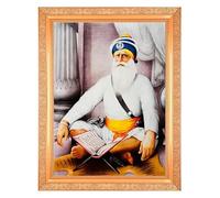 BM TRADERS Baba Deep Singh Ji Digital Print Photo In Golden Artwork Frame 11 x 14 Inch OR(27.94 X 35.56 Cm)
