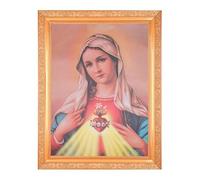 BM TRADERS Mother Mary 5 Dimensional Layer (With 5D Effect) Art Work Photo In Golden Frame Big (14 X 18 Inches) OR (35.56 Cm X 45.72 Cm) Religious Frame