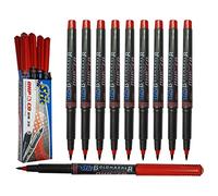 BM30 Permanent Markers, RED, Extra Fine Point, Pack of 10, CD/DVD/OHP Marker Pens, Mark Write Draw Sketch, Waterproof Ink, iZOFAX Black Ball Pen