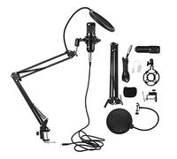 BM800 Condenser Microphone Kit, USB Professional Recording Microphone with Flexible Arm, Studio Quality Sound for PC Desktop Notebook Computer, Includes Shock Mount and Pop Filter (Black+Black)