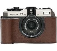 BMAOLLONGB for Pentax 17 Case, Handmade Genuine Real Leather Half Camera Case Bag Cover for Pentax 17 Film Camera With Hand Strap (Coffee)