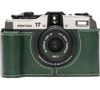BMAOLLONGB for Pentax 17 Case, Handmade Genuine Real Leather Half Camera Case Bag Cover for Pentax 17 Film Camera With Hand Strap (Green)