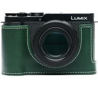 BMAOLLONGB L10 Camera Case, Handmade Genuine Real Leather Half Camera Case Bag Cover for Panasonic LUMIX DC-L10 Camera Bottom Opening Version + Hand Strap (Green)