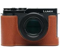 BMAOLLONGB L10 Camera Case, Handmade Genuine Real Leather Half Camera Case Bag Cover for Panasonic LUMIX DC-L10 Camera Bottom Opening Version + Hand Strap (Brown)