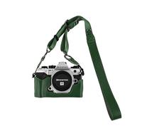 BMAOLLONGB OM-5 Mark II Case, Litchi Handmade Genuine Real Leather Half Camera Case Bag Cover for Olympus System OM-5 Mark II Bottom Opening Version + Neck Strap (Green)