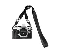 BMAOLLONGB OM-5 Mark II Case, Litchi Handmade Genuine Real Leather Half Camera Case Bag Cover for Olympus System OM-5 Mark II Bottom Opening Version + Neck Strap (Black)