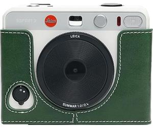 BMAOLLONGB SOFORT 2 Camera Case, Handmade Genuine Real Leather Half Camera Case Bag Cover for Leica SOFORT 2 Camera Bottom Opening Version + Hand Strap (Green)